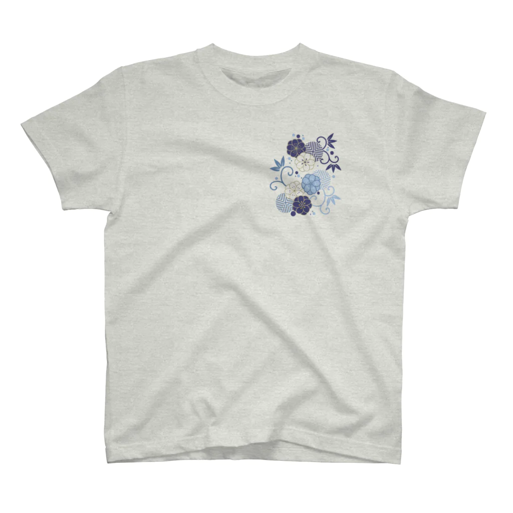 fujiatsuの梅と唐草（青） スタンダードTシャツ