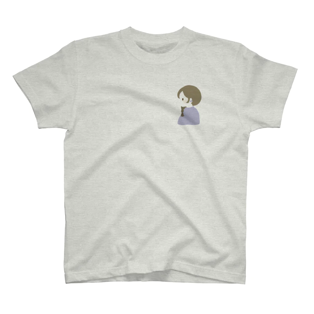 うき＊*の薄紫ニットの女の子 スタンダードTシャツ