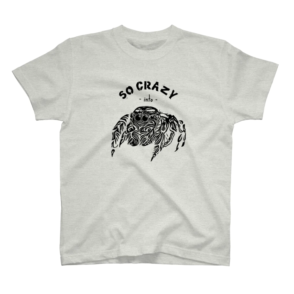 アラカ＠写真のJumping Spider 1_mono_white スタンダードTシャツ