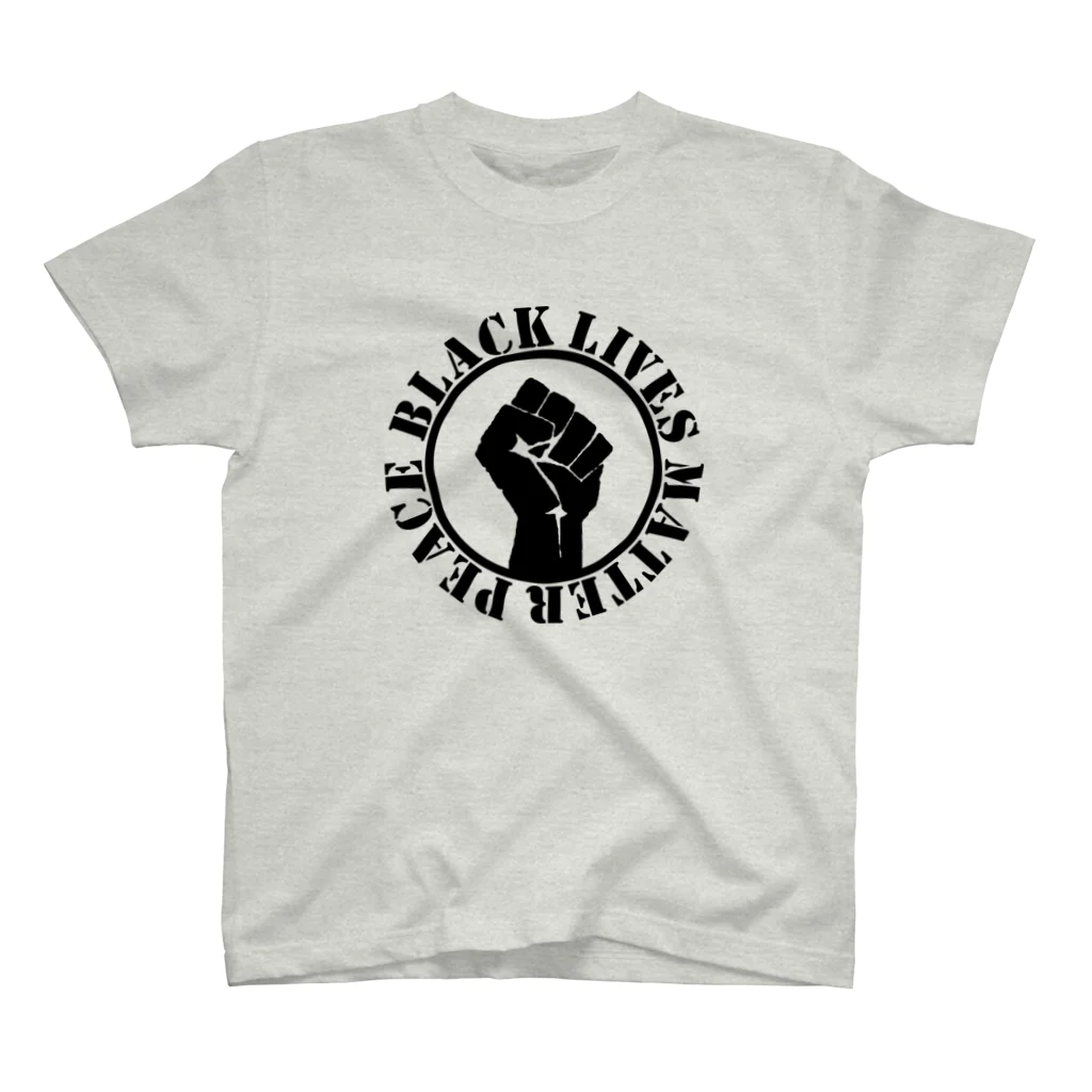 金融投資デザイン　カマラオンテ-ムラサキのBlack lives matter peace Regular Fit T-Shirt