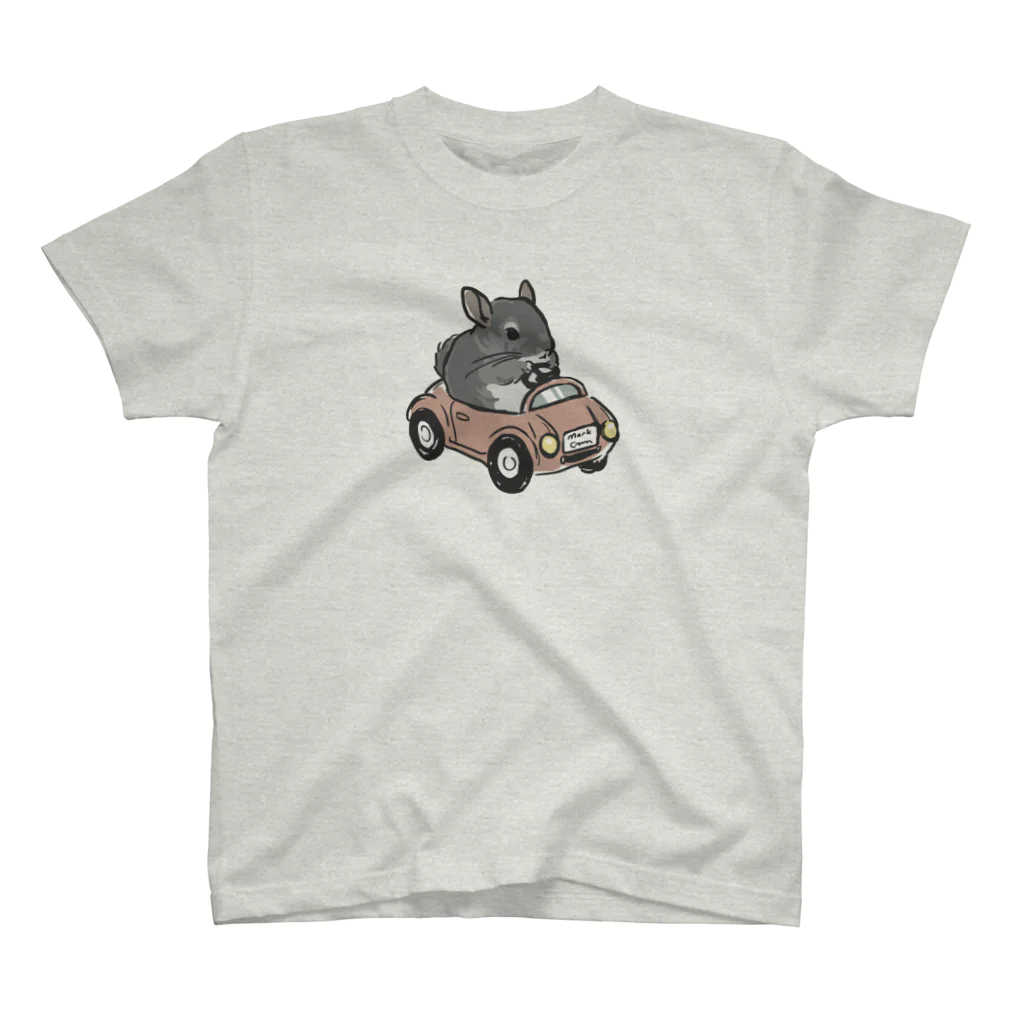 チンチラ雑貨MarkCrownの車に乗るチンチラ スタンダードTシャツ