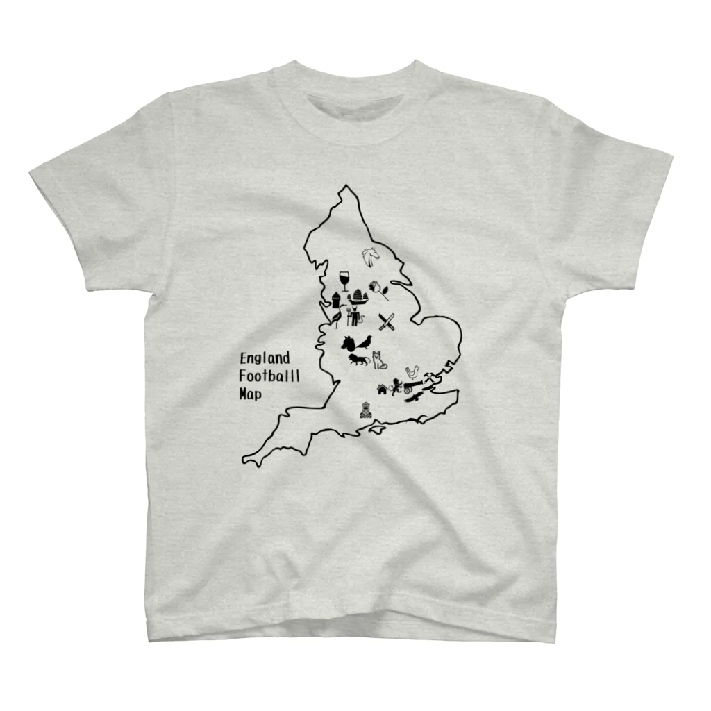 Design UKのイングランドサッカー地図 スタンダードTシャツ