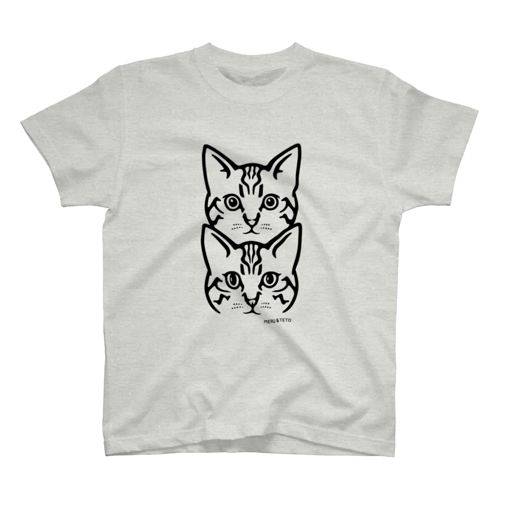 けーらんのお店の保護猫 MERU&TETO【黒プリント】 Regular Fit T-Shirt