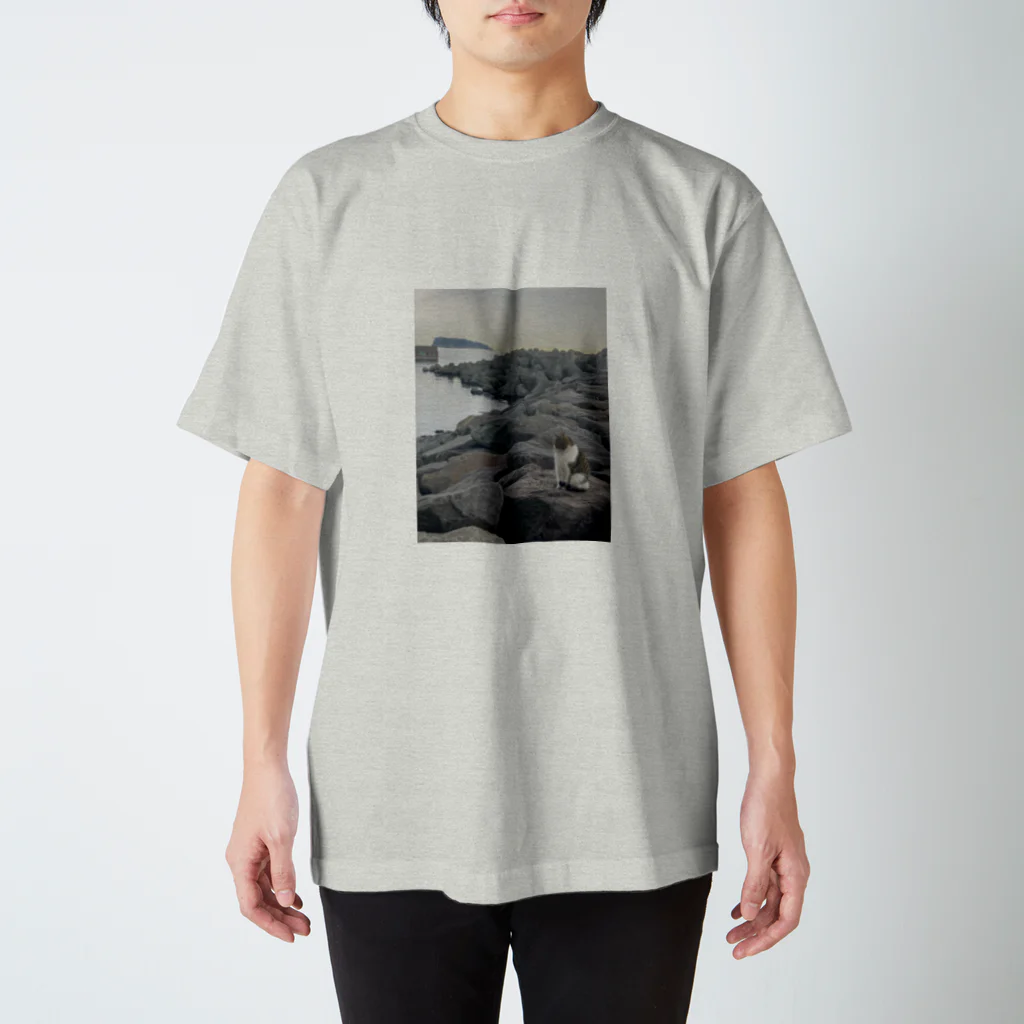 富士山の猫と海と猿島 スタンダードTシャツ