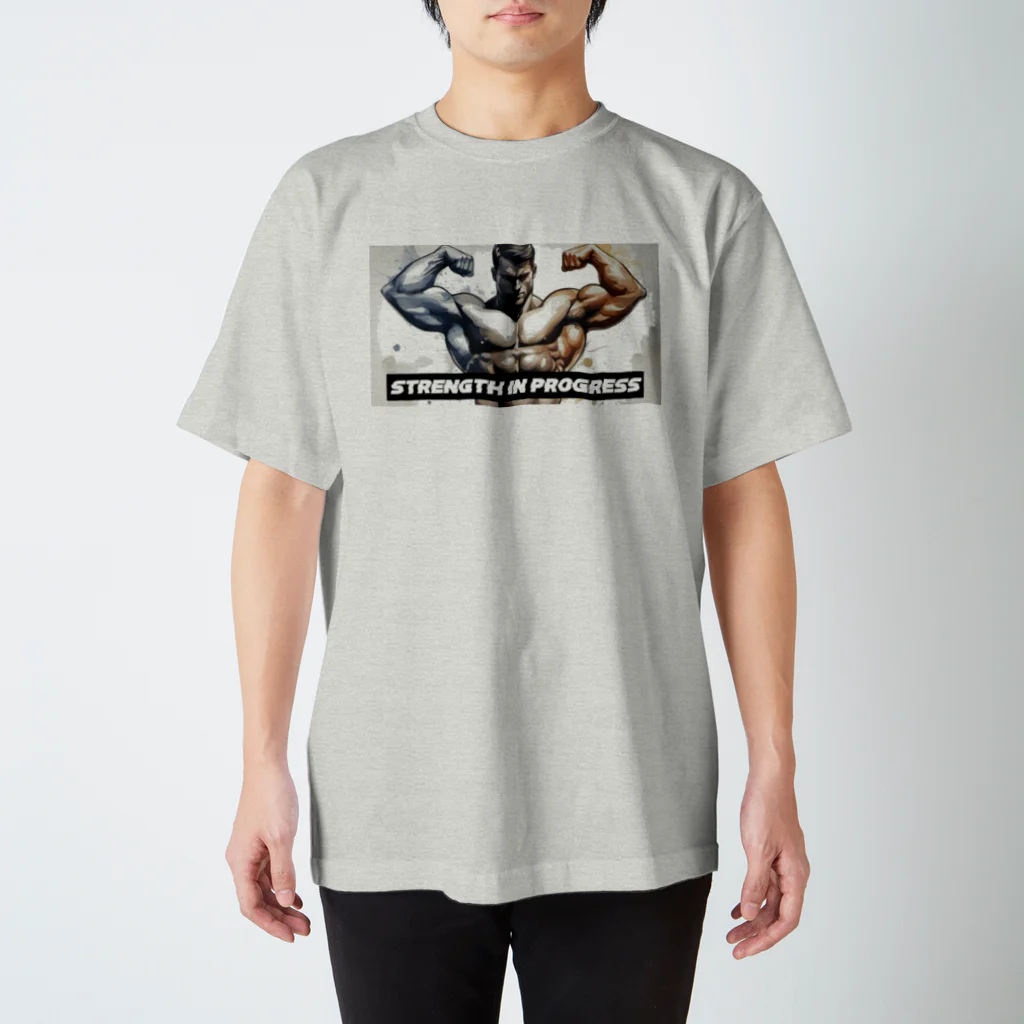 BULKUP MONSTERのマッチョ専用Tシャツ「Strength in Progress（進化する力）」 Regular Fit T-Shirt