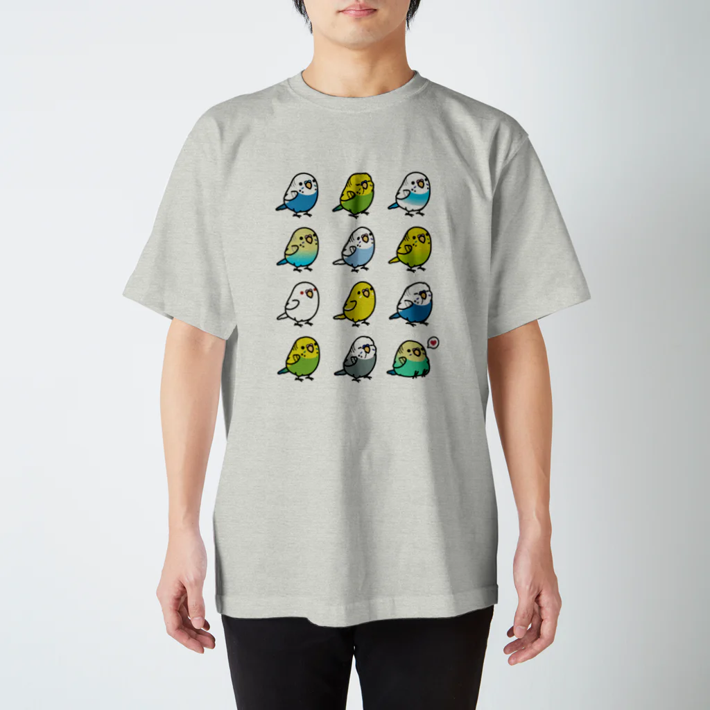 Cody the LovebirdのChubby Bird セキセイインコ大集合 Regular Fit T-Shirt