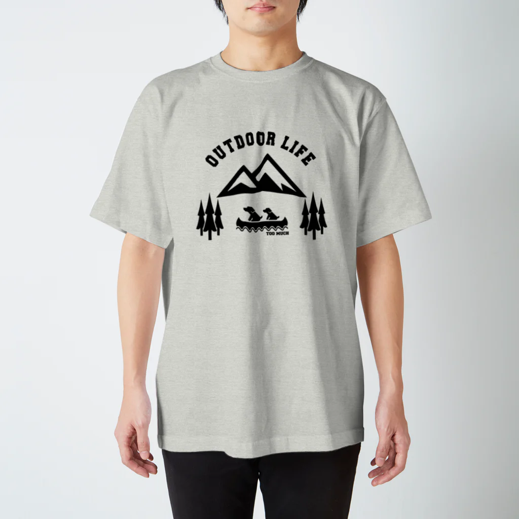 too muchの人間用のOUTDOOR LIFE黒 Regular Fit T-Shirt