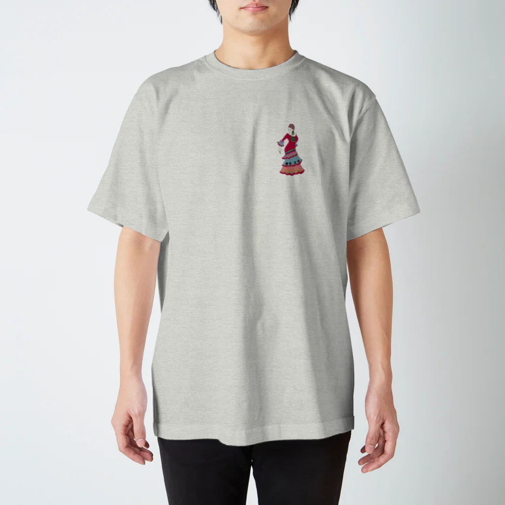 Flamenco Verano TiendaのフラメンコベラーノTシャツ　表裏　楽器　バイラオーラ Regular Fit T-Shirt