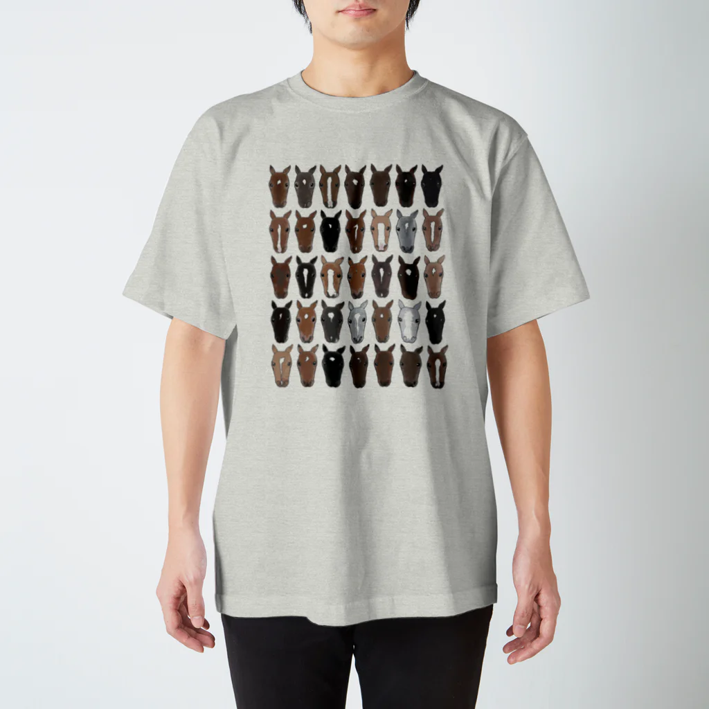 マツザキユキの輓馬のお顔ぎっしりver.01 Regular Fit T-Shirt