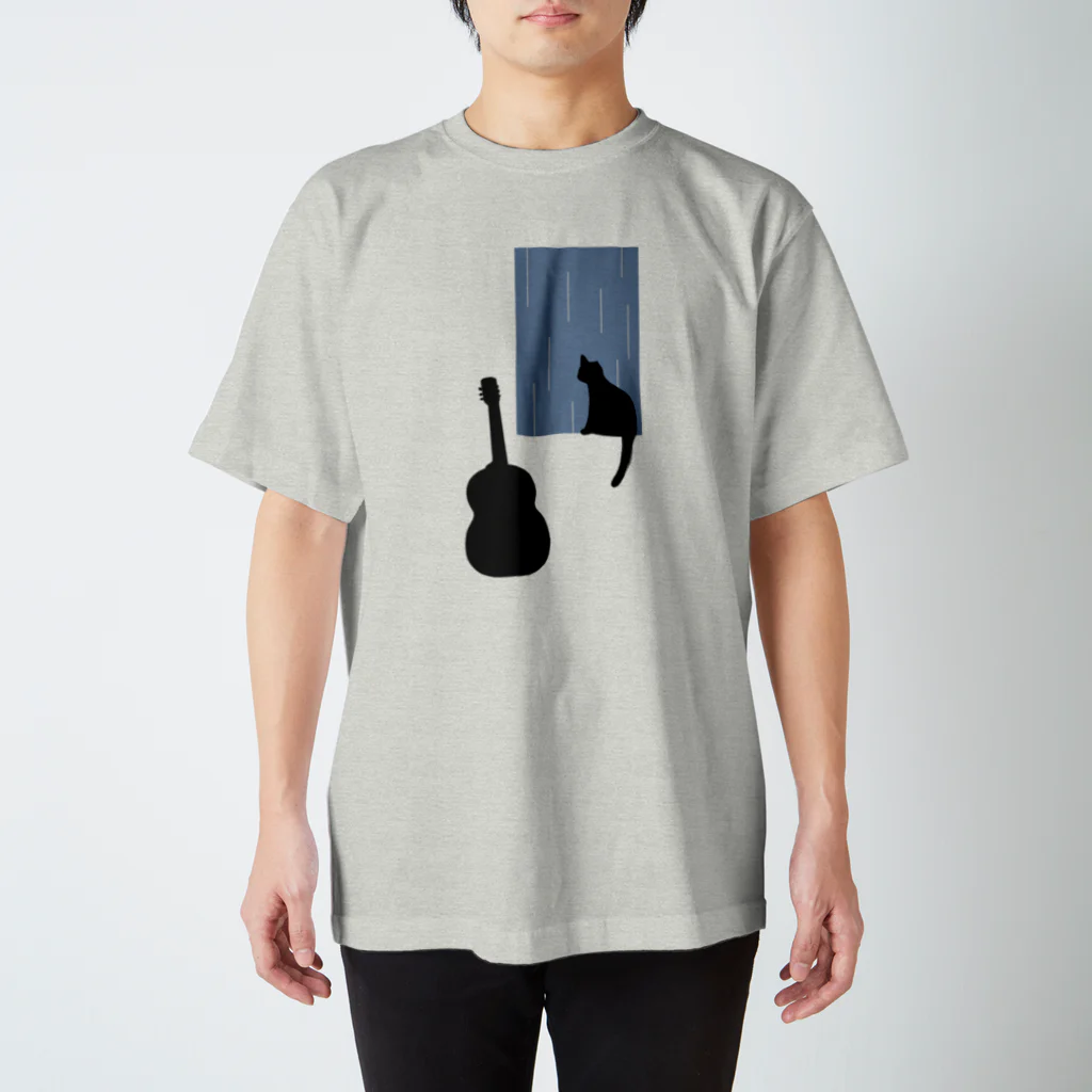 neko-neko-nekoの猫とギター (雨) Regular Fit T-Shirt