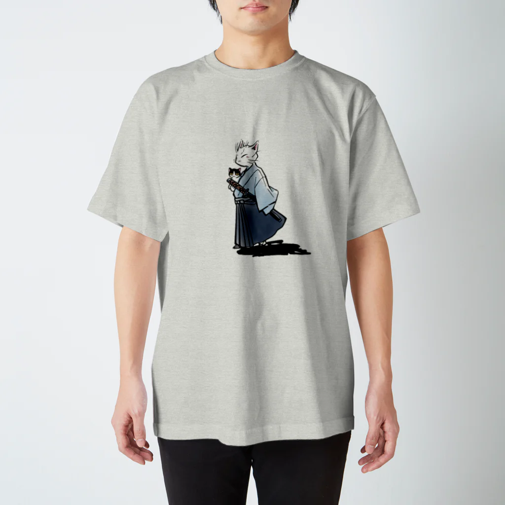 城下町にゃんこの会の猫侍(カラー) スタンダードTシャツ