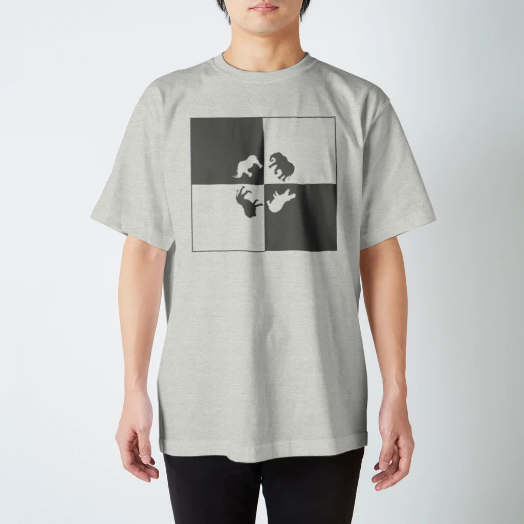 あおぞらのゾウサイライオンカバ_GRAY スタンダードTシャツ