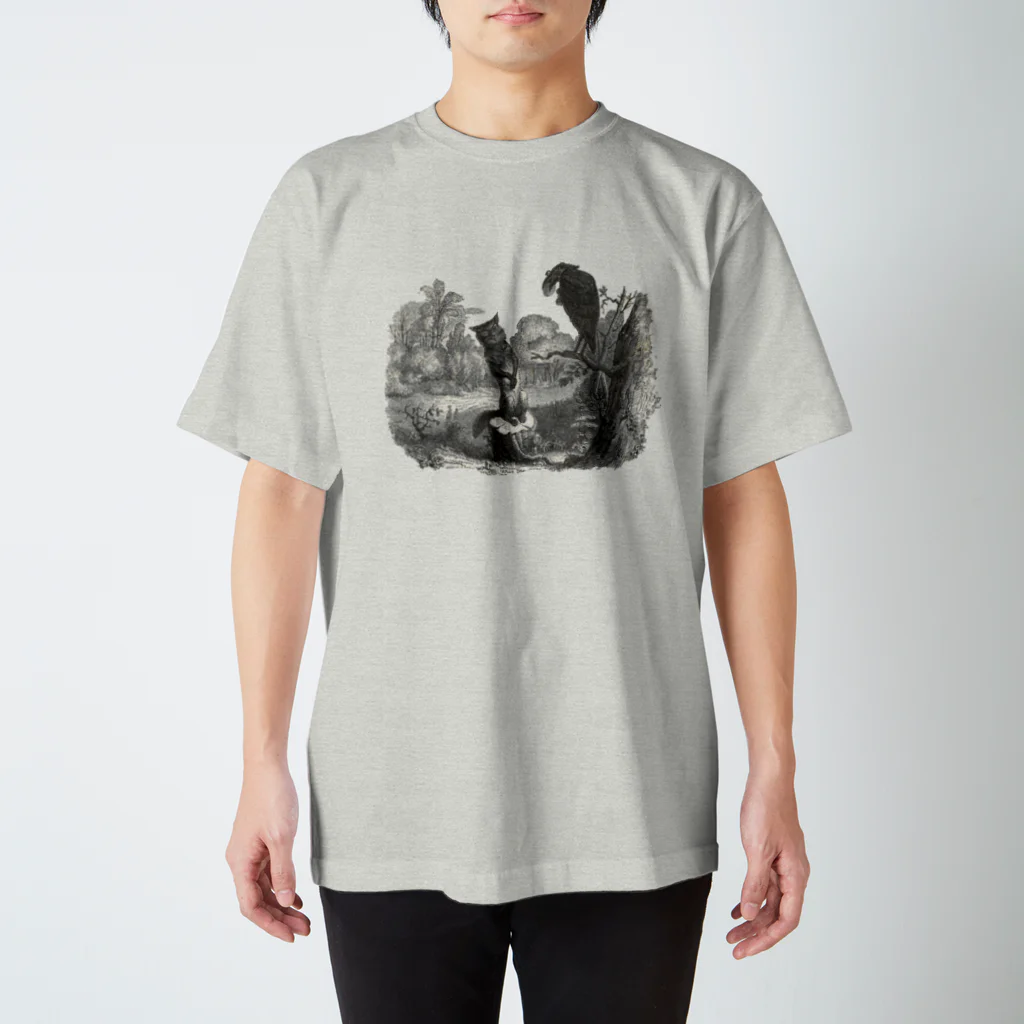 洋古書復刻堂「エスプリ　ド　グランヴィル」のJ・J・グランヴィル画『キツネとカラス（ラフォンテーヌ（イソップ）寓話集より）』 Regular Fit T-Shirt