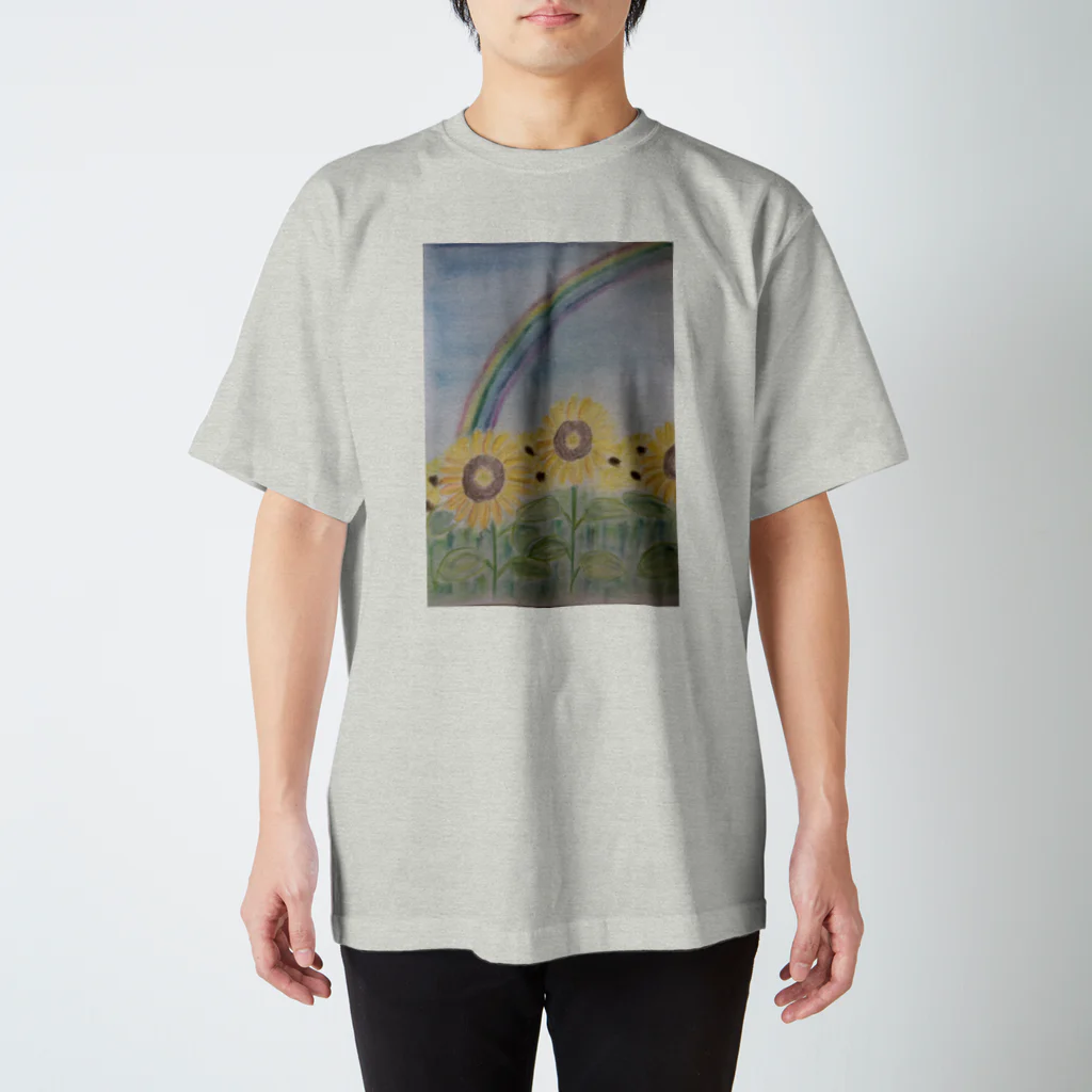 LOVE the WORLDのひまわりと虹 Regular Fit T-Shirt