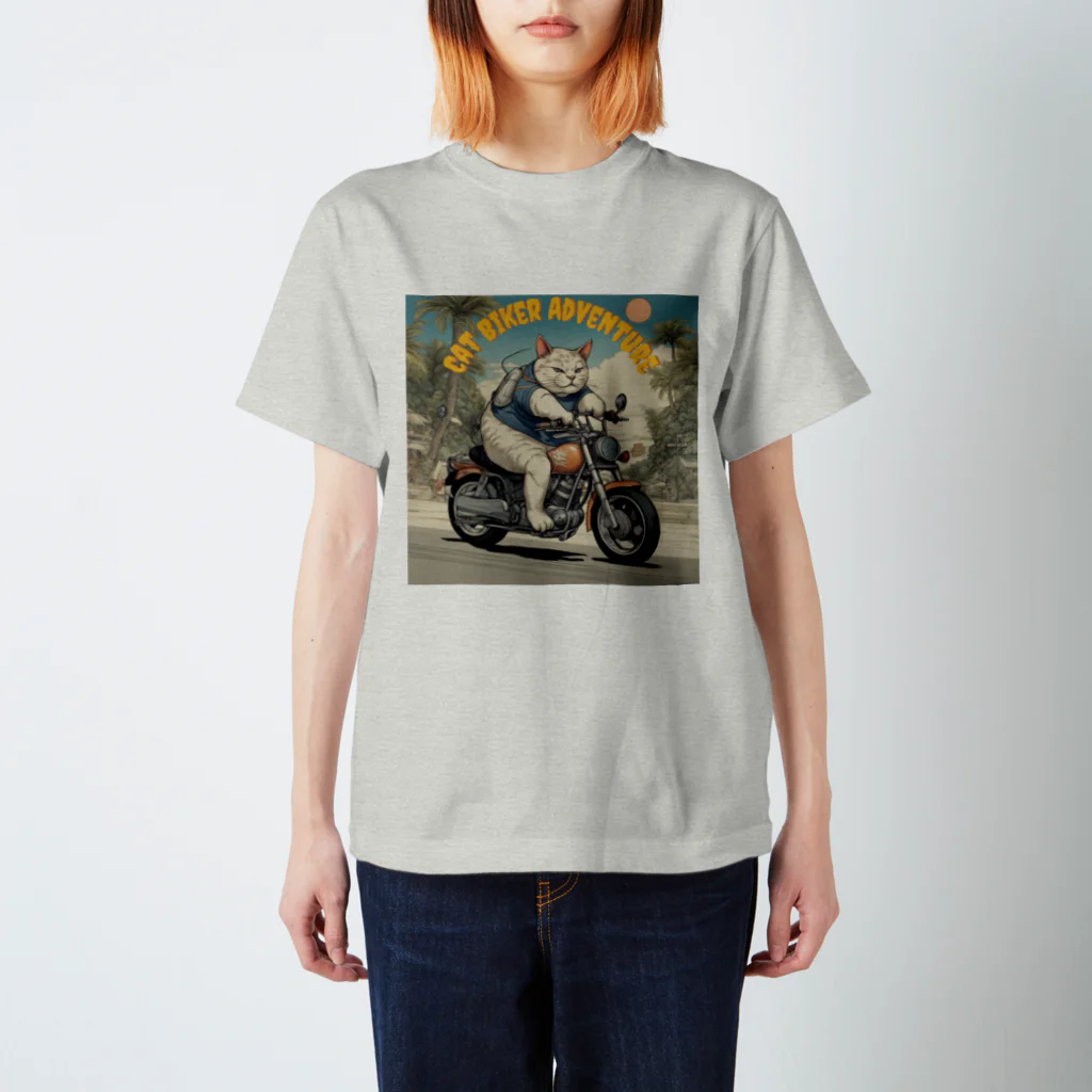 NECOSUIのキャットバイカー Regular Fit T-Shirt