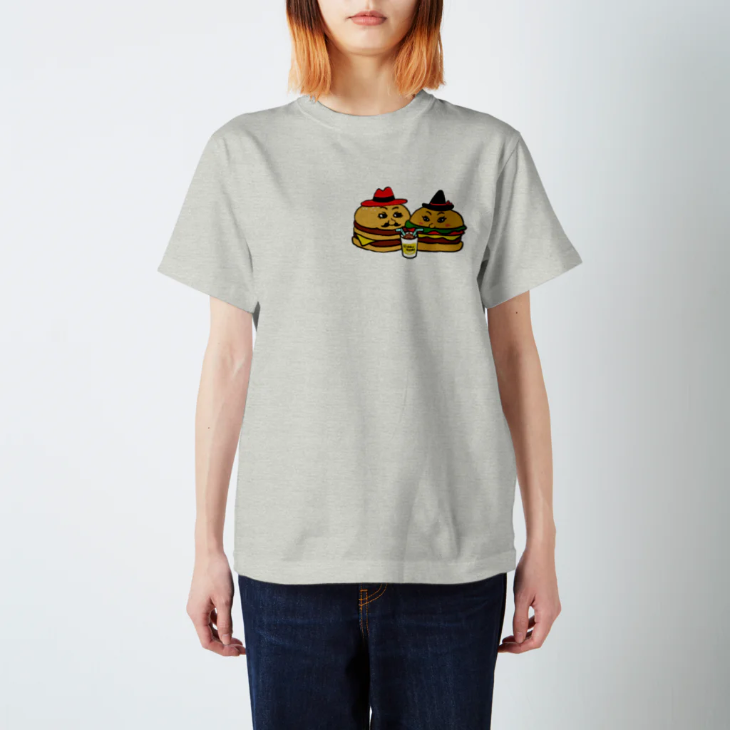 dokukinoko1000のハンバーガーカップル　シェイク スタンダードTシャツ