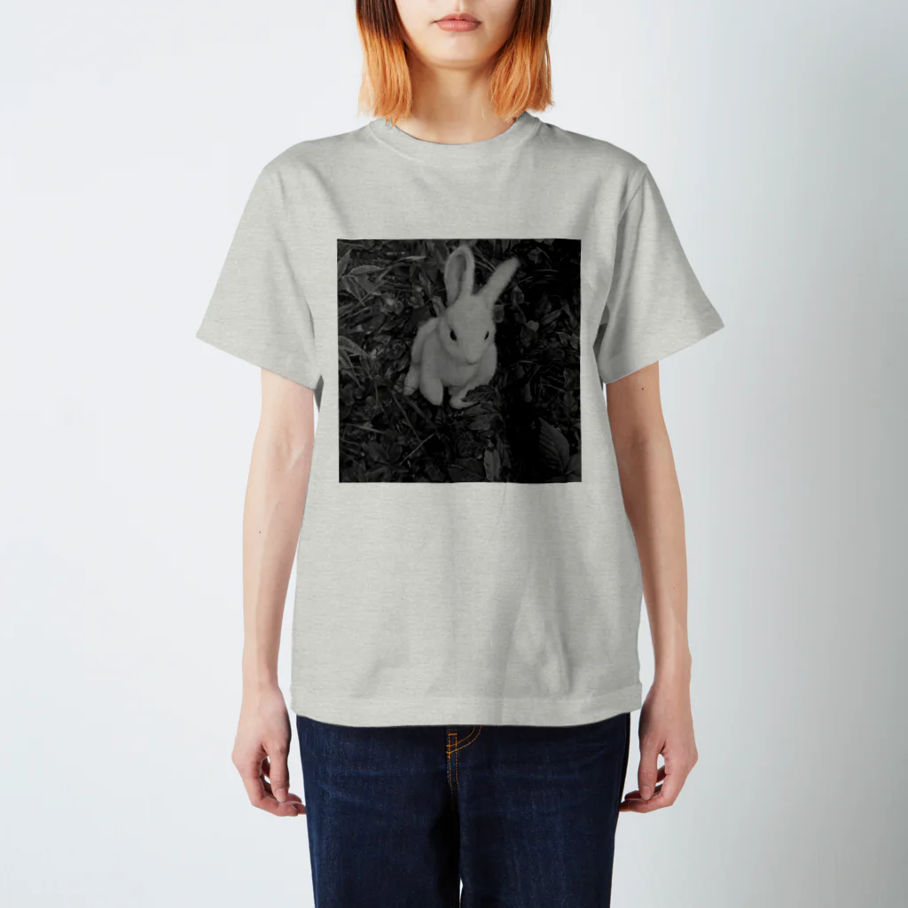 rabbit & bunniesのウサギ（モノクロ） スタンダードTシャツ