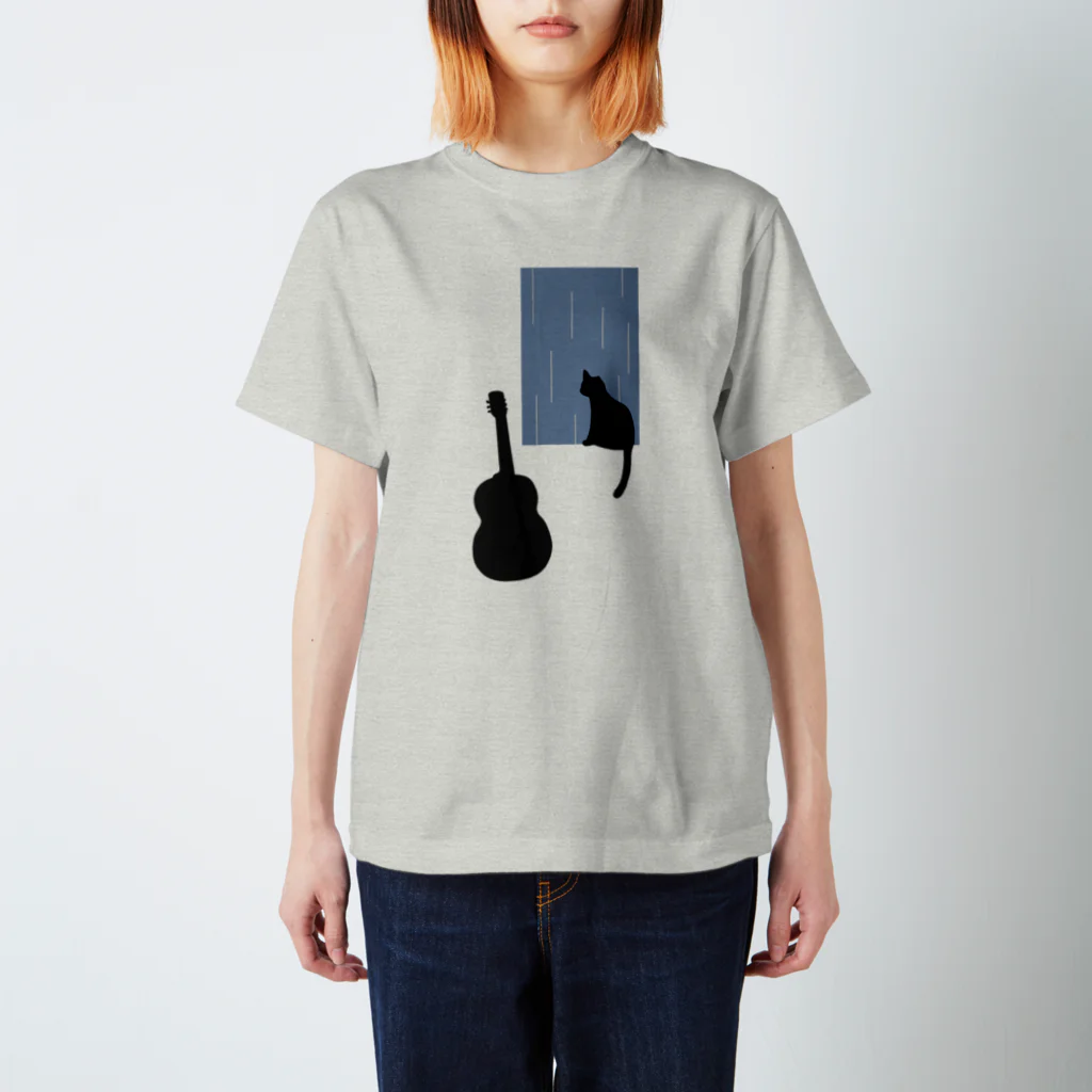 neko-neko-nekoの猫とギター (雨) Regular Fit T-Shirt