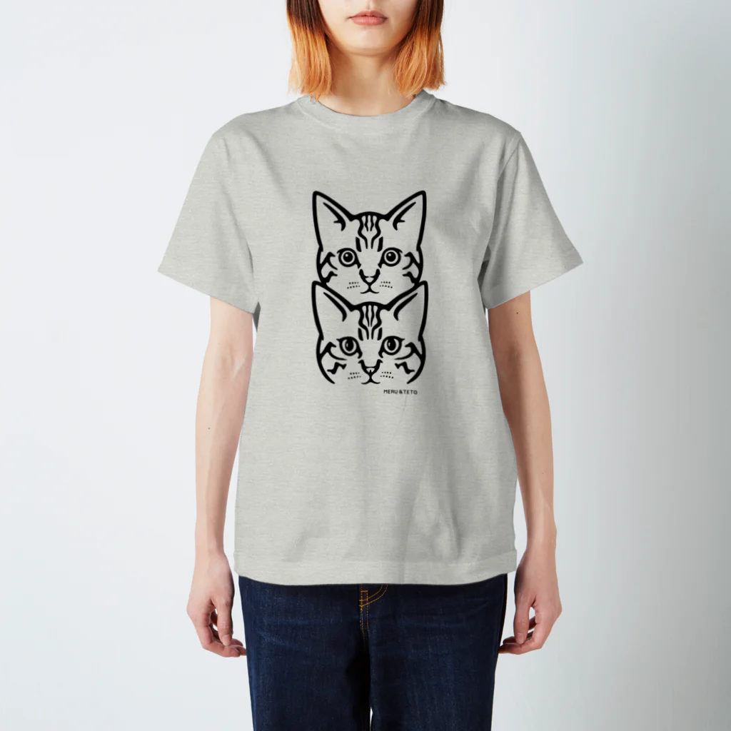 けーらんのお店の保護猫 MERU&TETO【黒プリント】 Regular Fit T-Shirt