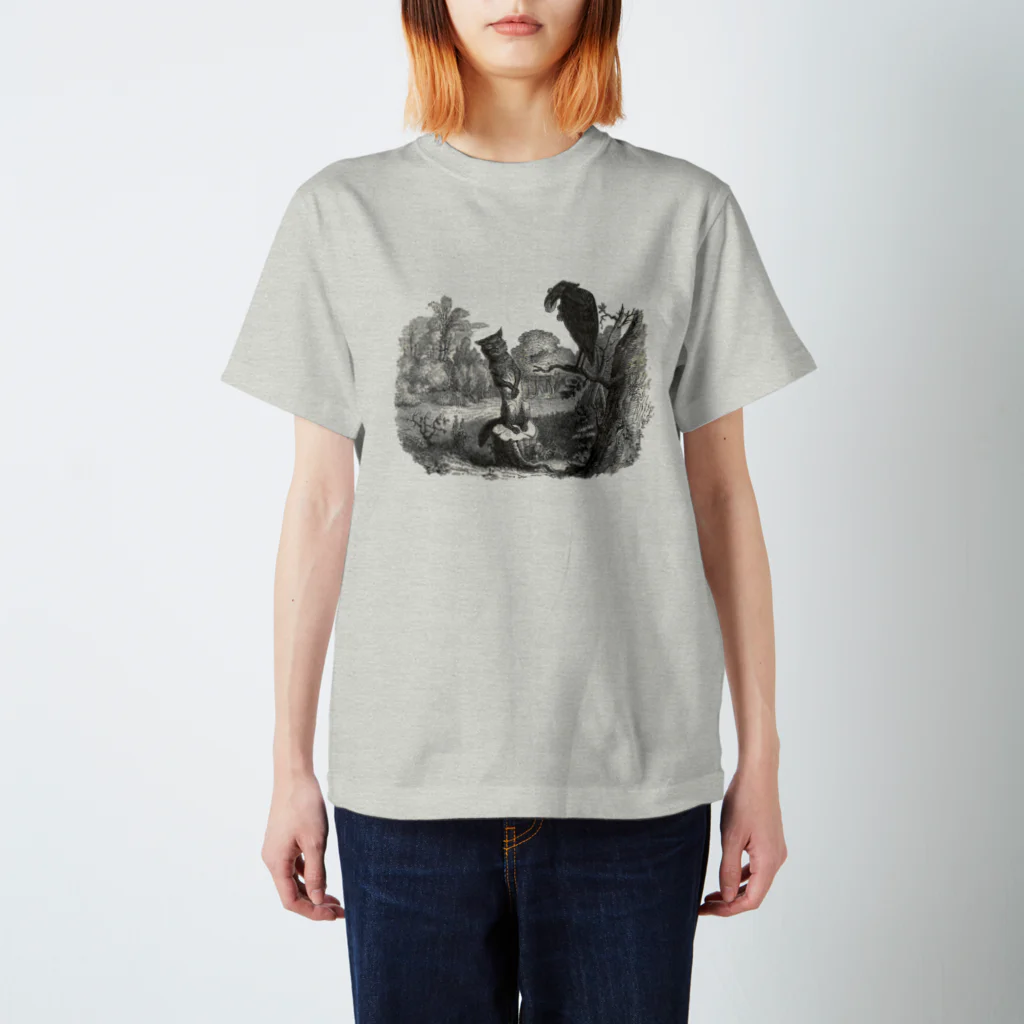 洋古書復刻堂「エスプリ　ド　グランヴィル」のJ・J・グランヴィル画『キツネとカラス（ラフォンテーヌ（イソップ）寓話集より）』 Regular Fit T-Shirt