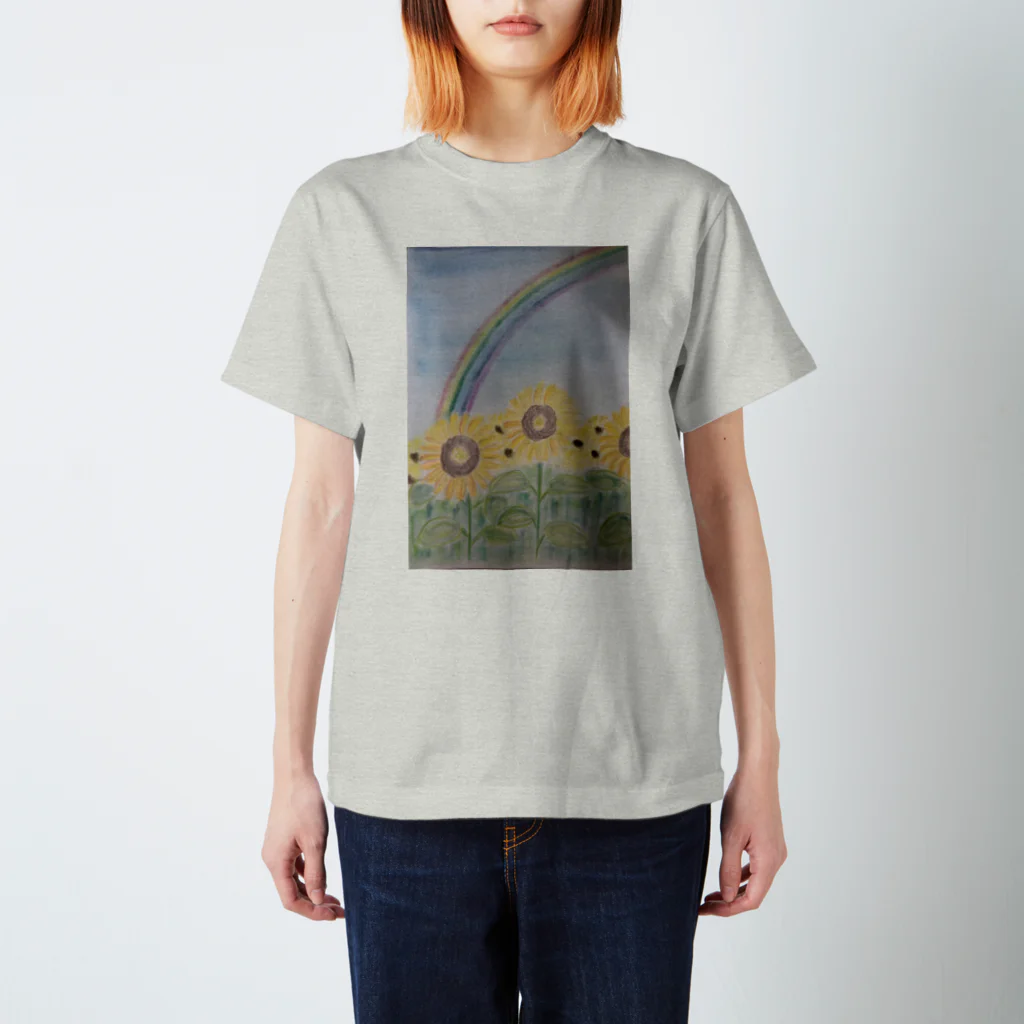 LOVE the WORLDのひまわりと虹 Regular Fit T-Shirt