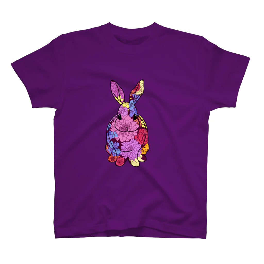 カラスネコの花ウサギ Regular Fit T-Shirt