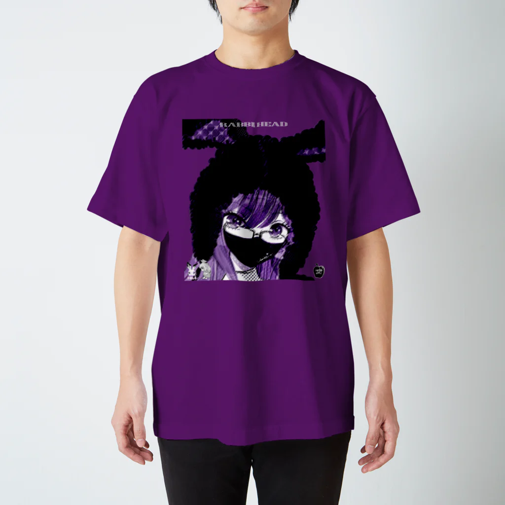 loveclonesのBABYFACE/RABBIHEAD 黒ラビ2号 パープル 拡大版 メガネ女子 スタンダードTシャツ