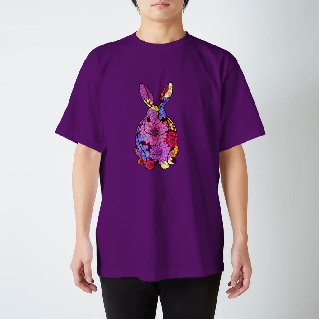 カラスネコの花ウサギ スタンダードTシャツ