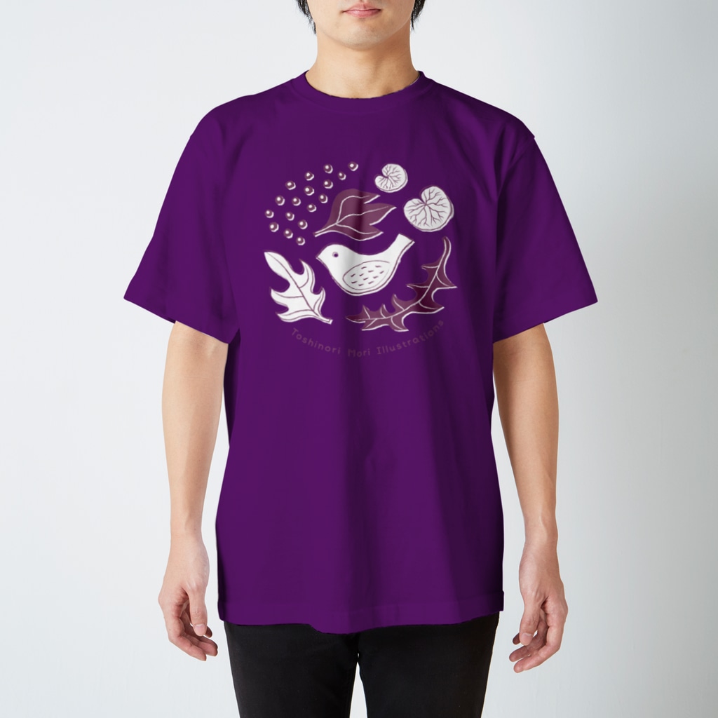 TOSHINORI-MORIの鳥と野ぶどう（ムラサキ） Regular Fit T-Shirt