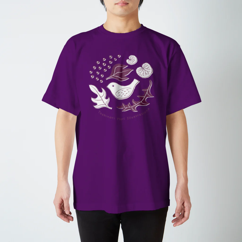 TOSHINORI-MORIの鳥と野ぶどう（ムラサキ） スタンダードTシャツ