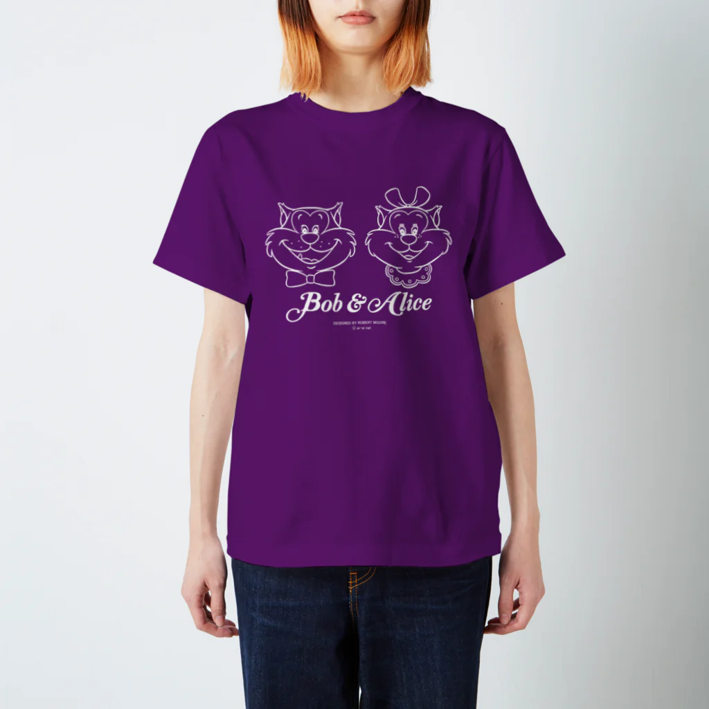 NPO法人愛・あいネットのボブ＆アリス正面（白線画） スタンダードTシャツ