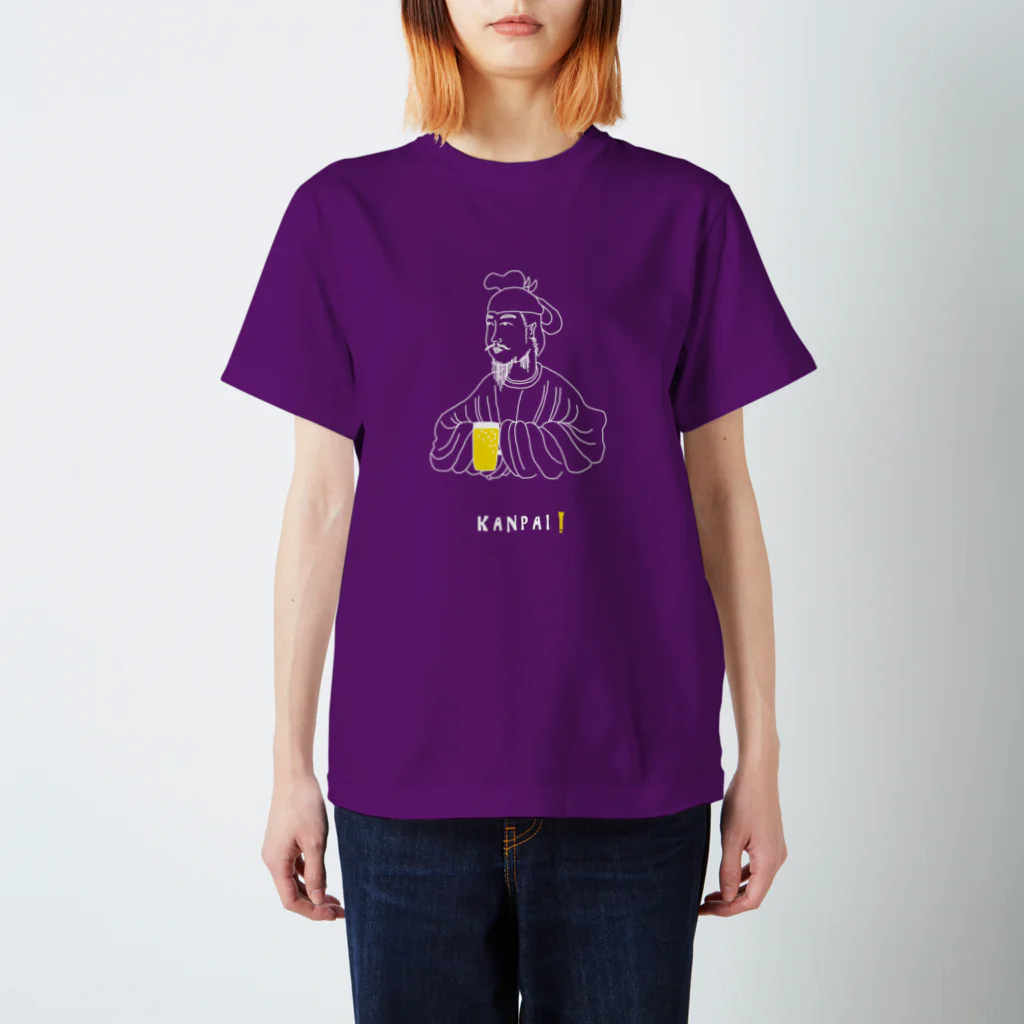 ビールとアート TM-3 Designの偉人 × BEER（聖徳太子）白線画 Regular Fit T-Shirt