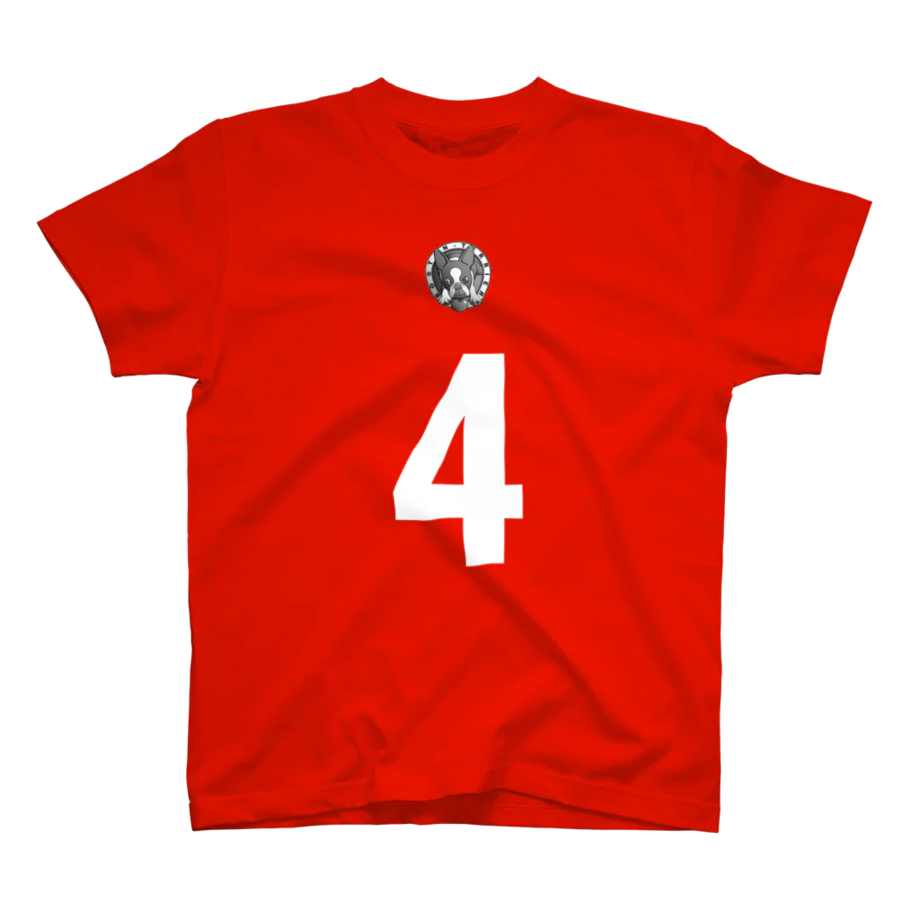 コチ(ボストンテリア)のボストンテリア(胸番号・背番号4)[v2.10k] スタンダードTシャツ