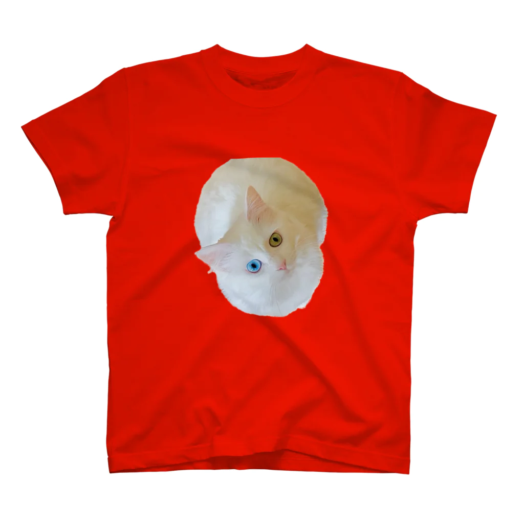 エマメ本舗のオッドアイの白猫エマメちゃんグッズ 티셔츠
