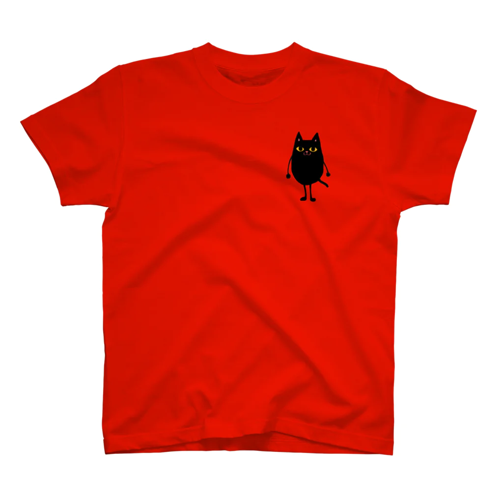 Pokkityの黒猫とお散歩Tシャツ スタンダードTシャツ