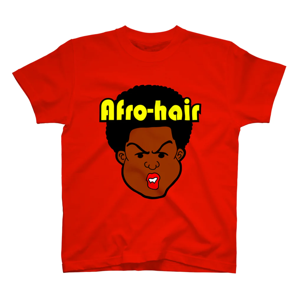 MusicJunkyのAfro-hair(アフロヘア） Regular Fit T-Shirt