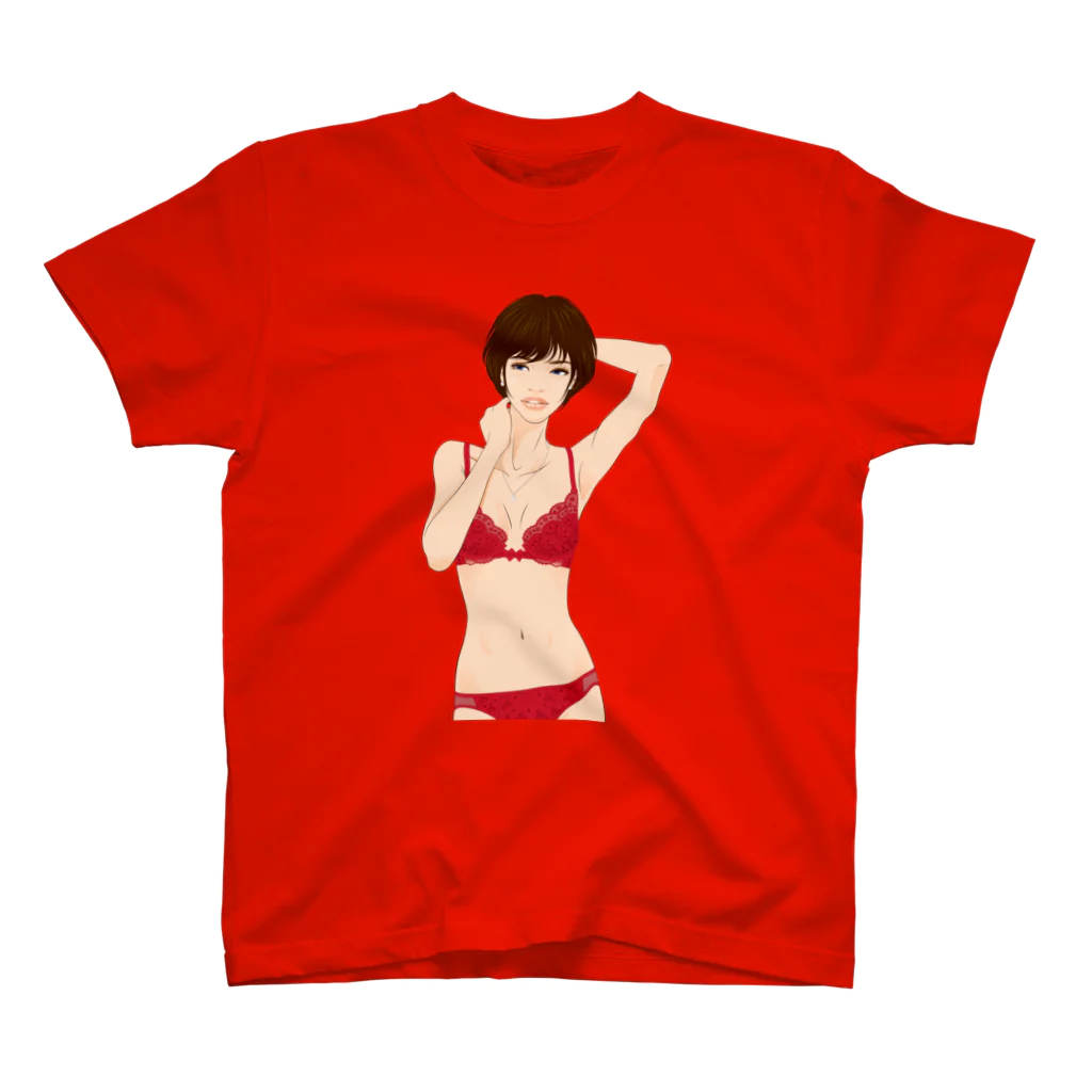 Shigenori Negishi Illust ShopeのGirls IN Red-UP-00 スタンダードTシャツ