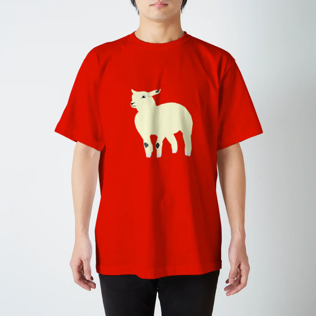 simplewaysのlamb_01_redBG Regular Fit T-Shirt