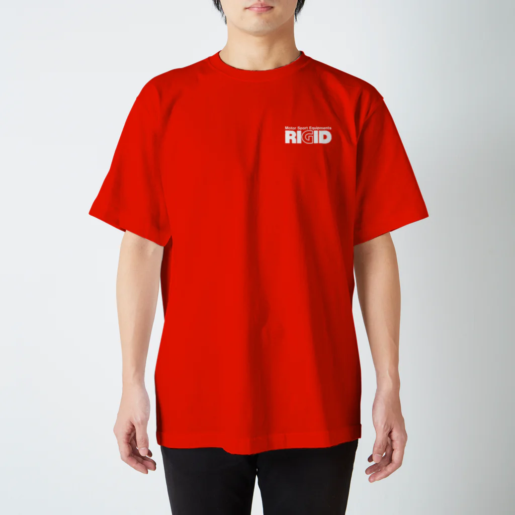 リジット・モータースポーツのRIGID前後白ロゴ Regular Fit T-Shirt