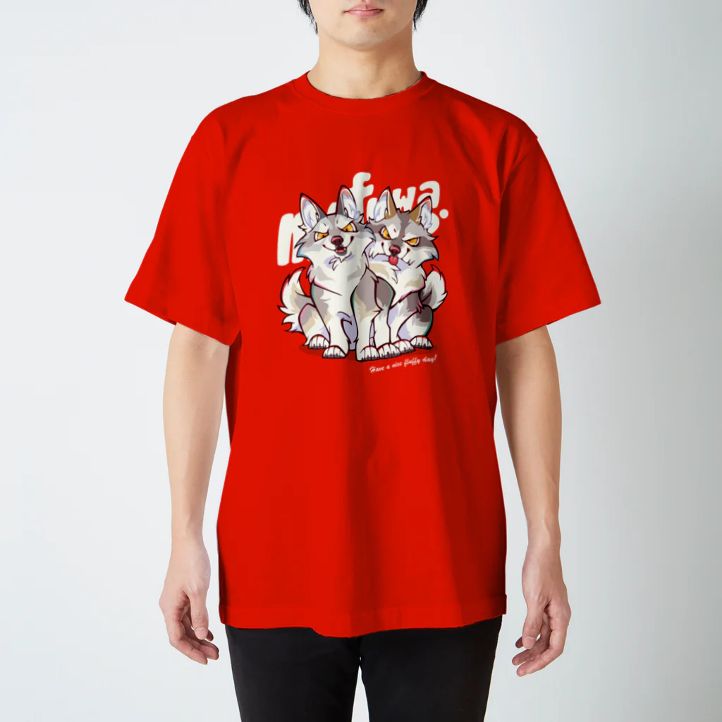 mofuwaのWOLF BROS(red) Regular Fit T-Shirt