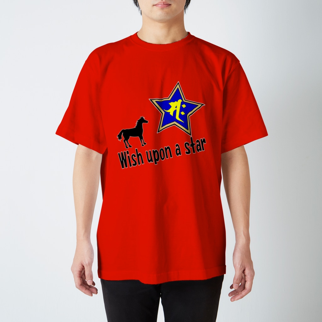 PY Kobo Yuko’ｓ Galleryの【開運祈願】星に願いを！ Wish upon a star! 午年生まれ守護梵字サク Regular Fit T-Shirt