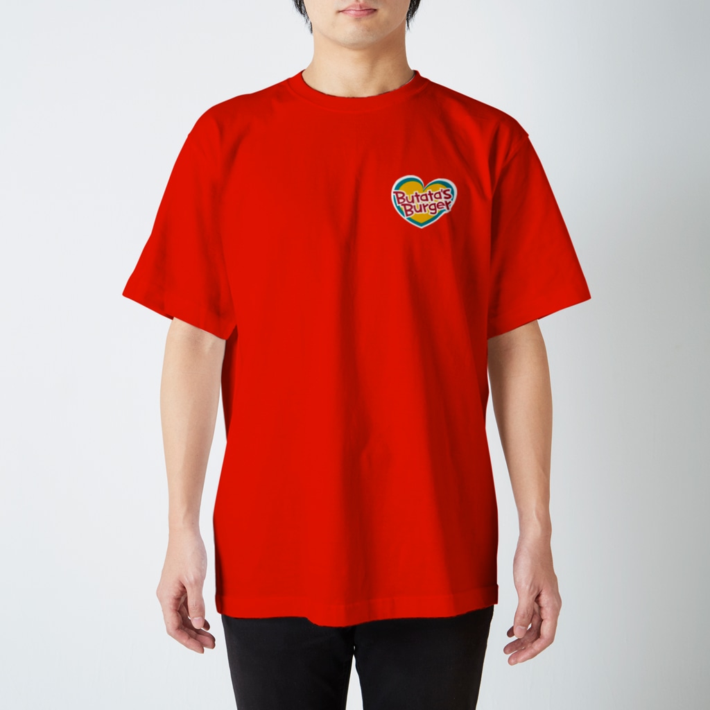 ぶたたデパートSUZURI支店のBUTATA'S BURGER【両面プリント】 Regular Fit T-Shirt