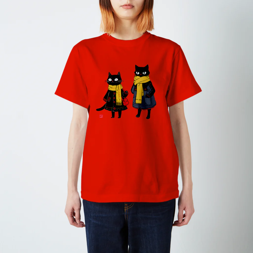 Lapis SHOPの黒猫夫婦のお買い物 スタンダードTシャツ