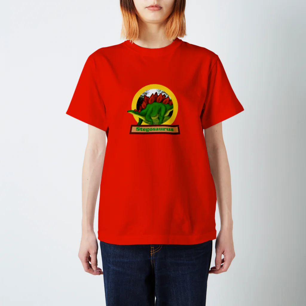 REDMOON_SAPPOROの恐竜マークシリーズ　ステゴサウルス Regular Fit T-Shirt