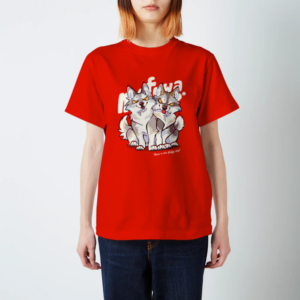 mofuwaのWOLF BROS(red) Regular Fit T-Shirt