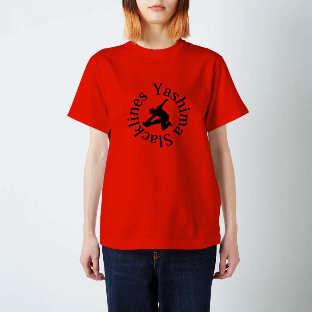 YASHIMA-SLACKLINESのYSロゴ-ブラック スタンダードTシャツ