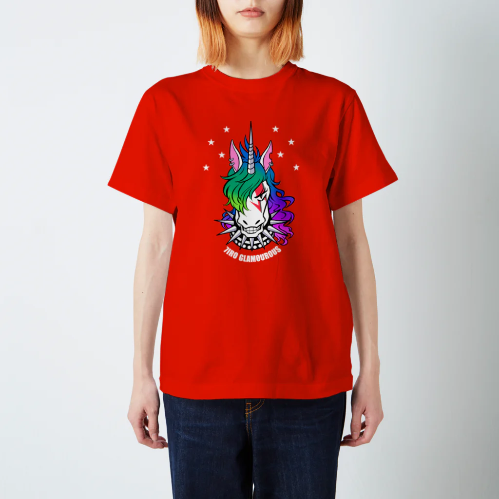 7IRO GLAMOUROUSのノエル・デストロイ・クラッシャーTシャツ☆白文字 Regular Fit T-Shirt