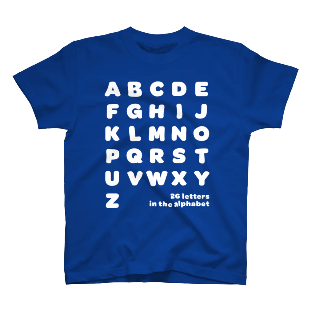 PyriteDesignの26 letters in the alphabet【Tshirt】【Design Color : White】【Design Print : Front スタンダードTシャツ