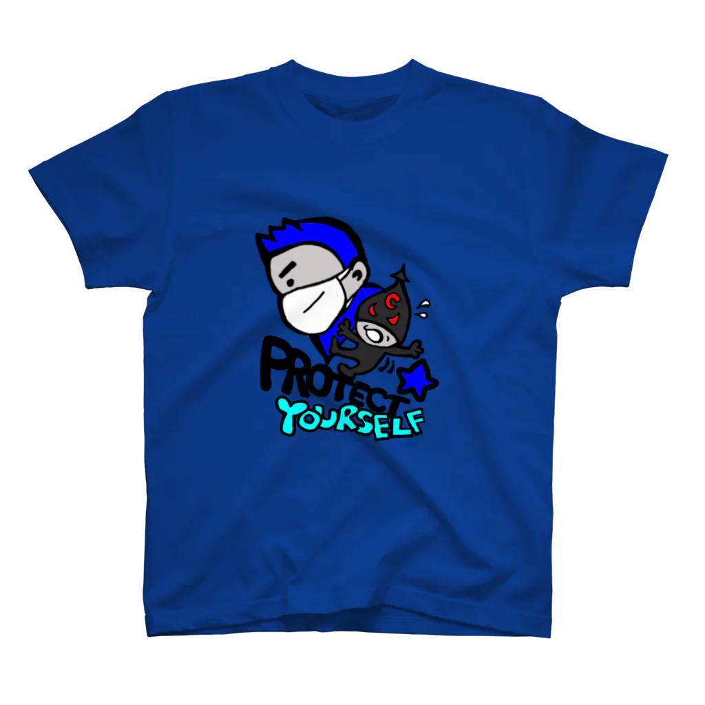 TOMMY★☆ZAWA　ILLUSTRATIONのProtect Yourself (ブルー) Regular Fit T-Shirt