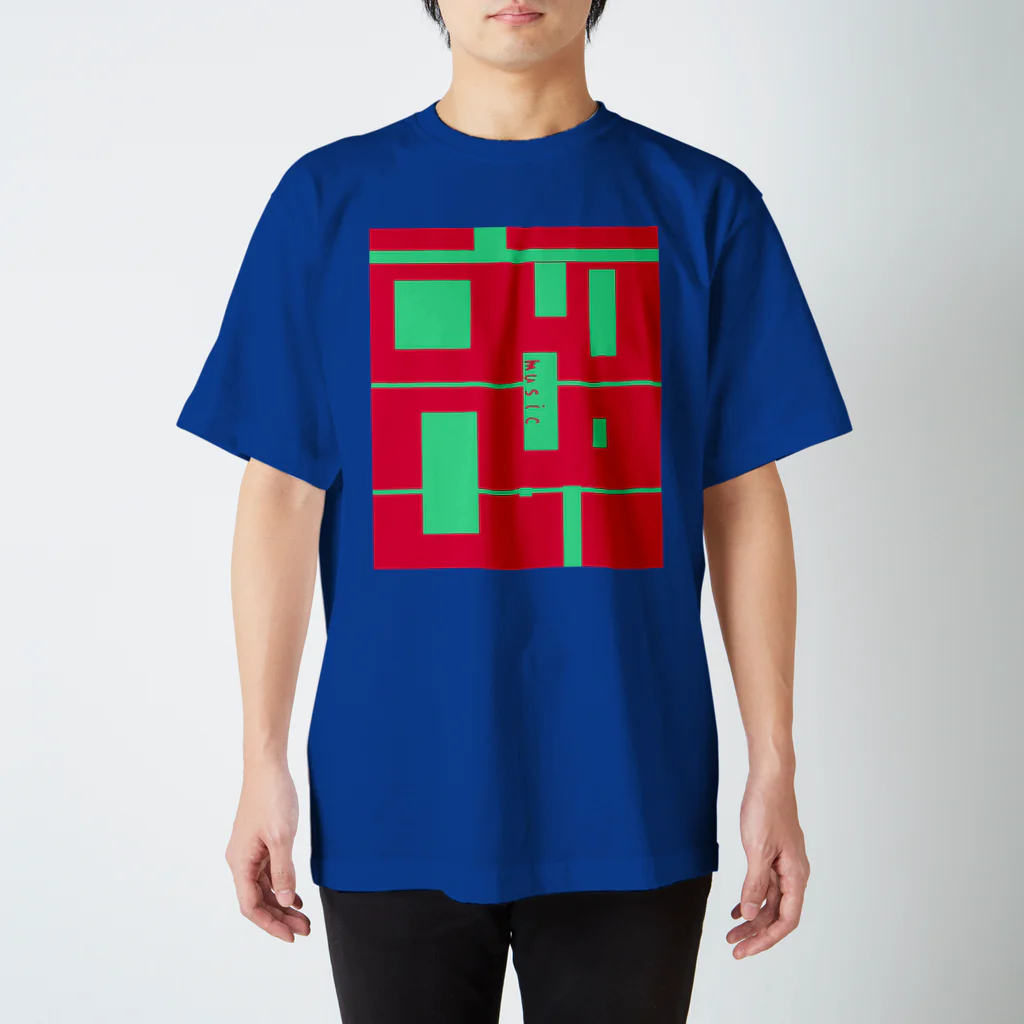 なで肩うさぎの美香堂のmusic+ ver.BLUE スタンダードTシャツ